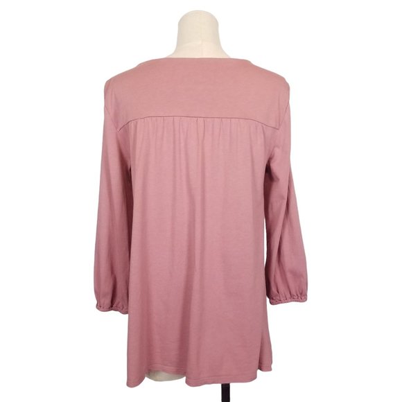 Garnet Hill Folkloric Embroidered Cotton Blouse Mauve Sz Medium - Picture 4 of 9